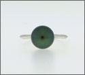 Bague 1 perle ronde cat. A 9,30 mm et or gris 18K (bapwx10031)