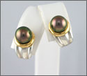 Boucles d'oreilles 2 perles rondes cat. B 8,25 et 8,35mm argent et or 18K (bopsy10004)