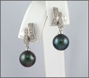 Boucles d'oreilles 2 perles rondes cat. A 9,9 et 9,8mm or gris 18K et 10 diamants poids total 0,10ct HSI (bopws10013)