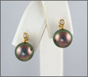 Boucles d'oreilles 2 perles rondes cat. A et AB 9,55 et 9,6mm or 18K et 2 diamants poids total 0,04ct HSI (bopys10023)