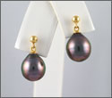 Boucles d'oreilles 2 perles semi-baroques cat. B 9,8 et 9,65mm et or 18K (bopyx10172)