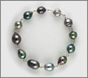 Bracelet fait main 1 perle semi-baroque 10 cerclées 8,3 à 10,15mm cat A B C et argent rhodié (brpsx10086)