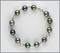 Bracelet fait main 12 perles semi-rondes 8,45 à 8,9 mm cat B et C et or gris 18 et 14K (brpwx10009)