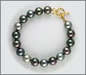 Bracelet fait main 17 perles rondes 8,95 à 9,55mm cat A B C et or 18K (brpyx2003)