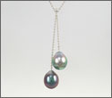 Collier duo 2 perles et or gris 18K (copwx10063)